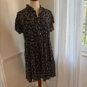 Muche & Muchette Black Floral Ruffle Short Dress